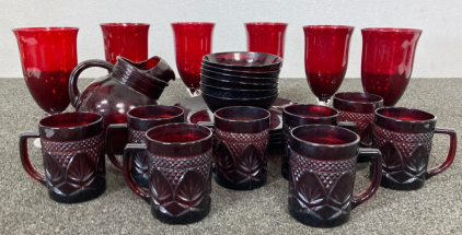 Red Glassware Set