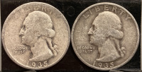 (2) 1935 90% SILVER QUARTERS— VERIFIED AUTHENTIC