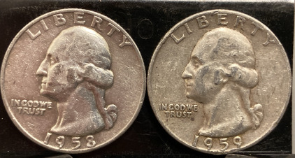 1958 & 1959 90% SILVER QUARTERS— VERIFIED AUTHENTIC