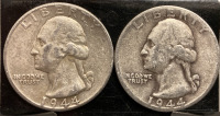 (2) 1944 90% SILVER QUARTERS— VERIFIED AUTHENTIC