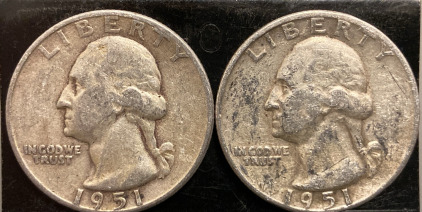 (2) 1951 90% SILVER QUARTERS— VERIFIED AUTHENTIC