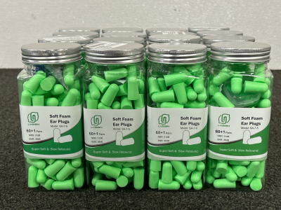 16 UNOPENED CONTAINERS OF SOFT FOAM EAR PLUGS (61 PAIRS/CONTAINER)