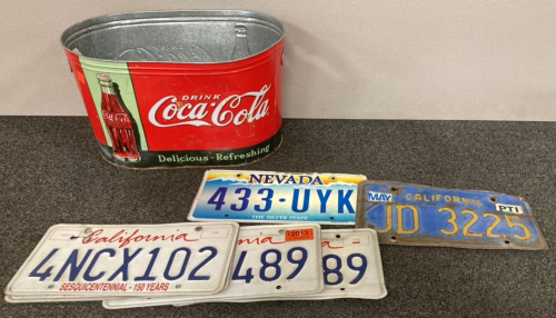 Coca-Cola Ice Bucket & (5) License Plates
