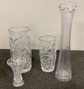 (4) Tall Glass Vases