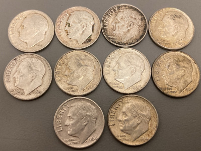 (10) 90% SILVER ROOSEVELT DIMES