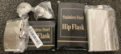 (2) STAINLESS STEEL HIP FLASKS 4 & 8 OUNCE