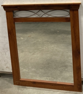 (41&rdquo;X46.5&rdquo;) WOODEN MIRROR WITH METAL DETAIL