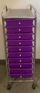 (1) METAL 10 DRAWER ORGANIZER CART ON WHEELS