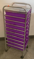 (1) METAL 10 DRAWER ORGANIZER CART ON WHEELS - 3