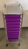 (1) METAL 10 DRAWER ORGANIZER CART ON WHEELS - 4