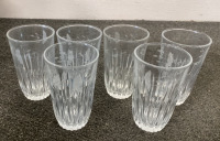 (3) FROSTED GRAPE VINE GLASSES AND (1) 10 PIECE GLASS SET OF CUPS - 2