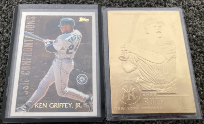 &ldquo;GOLD&rdquo; BABE RUTH CARD AND KEN GRIFFEY, JR. CARD