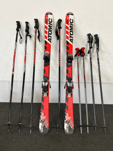 PAIR OF BODE MILLER ATOMIC SKIS AND (4) PAIRS OF POLES