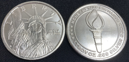 (2) Statue of Liberty One Troy Ounce .999 Silver Rounds