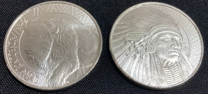 (2) Native American/Buffalo One Ounce .999 Silver Rounds