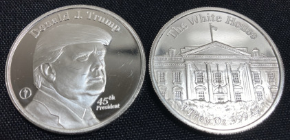 (2) Donald Trump/White House One Troy Ounce .999 Silver Rounds