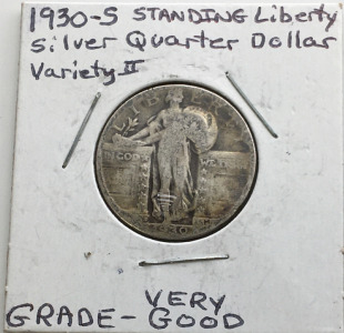 1930-S Standing Liberty Quarter Grade Very Good Variety II