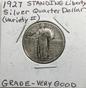 1927 Standing Liberty Silver Quarter Dollar Grade Very Good Variety II