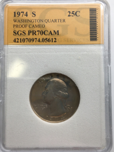 (1) 1974 S Washington Quarter Proof Cameo