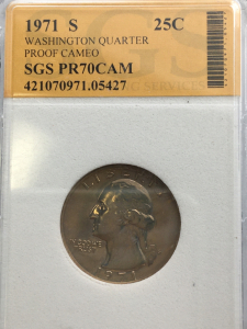 (1) 1971 S Washington Quarter Proof Cameo