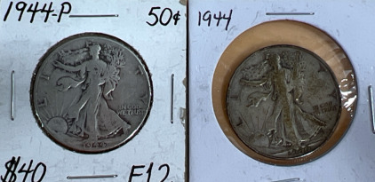 (2) Walking Liberty 1/2 Dollar Coins (1) 1944-P (1) 1944