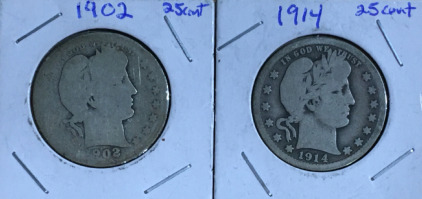 (2) Barber Quarters (1 1902 (1) 1914
