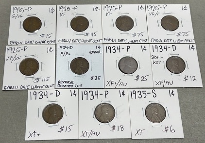 (11) Wheat Pennies Dated Between 1925-1935