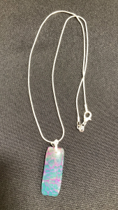 Green/Red Fire Agate Gemstone .925 Necklace