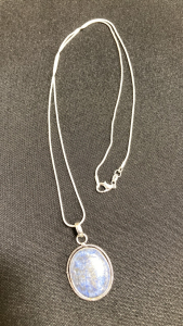 Lapis Lazuli Oval Gemstone .925 Necklace