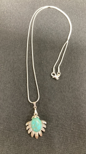 Tibetan Silver Turquoise Inset .925 Necklace