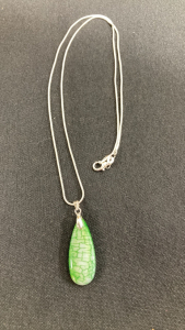 Green Dragon Veins Agate Gemstone Necklace
