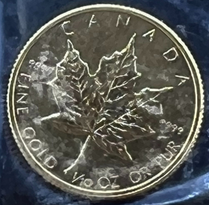 (1) 1/10 oz Gold Maple Leaf Coin - Sealed