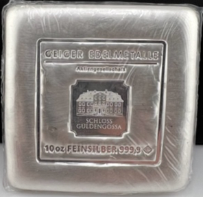 Geiger Silver Bar 10 Troy Oz .999 Pure, Mint Sealed