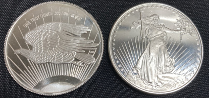 (2) One Troy Ounce .999 Fine Silver Rounds