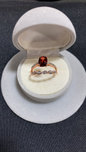 Rose Gold Band/Garnet Stone Engagement Ring Set (Size 7)