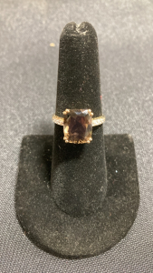 925 14k Gold Band with Brown Stone (Size 7)