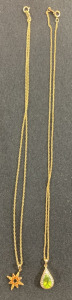 (2) 925 14k Gold Pendant Necklaces
