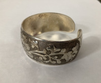 Silver Plate Lotus Cuff