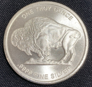 One Troy Ounce .9999 Fine Silver Buffalo/Native American Round