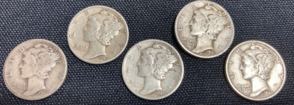 (5) Mercury Dimes: 1939, (2) 1940, (2) 1941