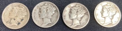 (4) 1944 Mercury Dimes