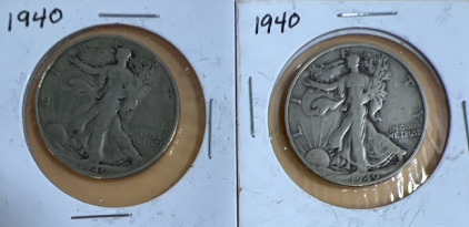 (2) 1940 Walking Liberty 1/2 Dollar Coins