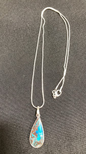 Turquoise Gemstone Teardrop .925 Necklace