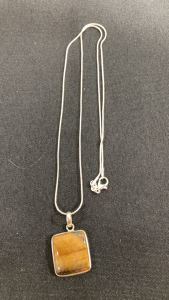 Tiger Eye Jasper Gemstone .925 Necklace