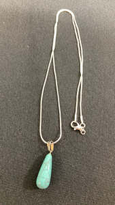 Turquoise Gemstone Waterdrop .925 Necklace
