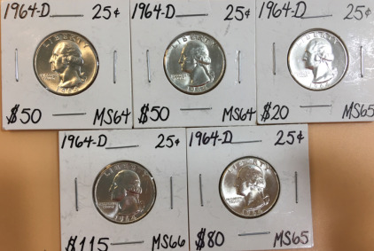 (5) 1964 Quarters