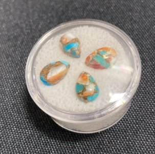 5.70ct Set of 4 Oyster Copper Turquoise Cabochons