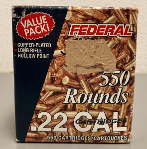 550 RNDS FEDERAL .22 CAL AMMO. FACTORY SEALED!