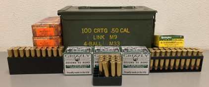 AMMO CAN WITH APROX. (170) RNDS. 45-70 HSM, GRIZZLY AND REMINGTON CORE-LOKT AMMO