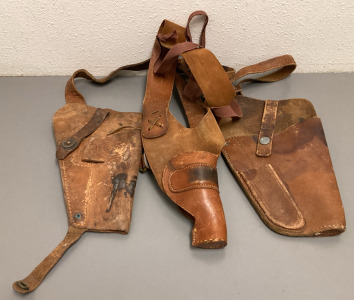 (3) LEATHER GUN HOLSTERS